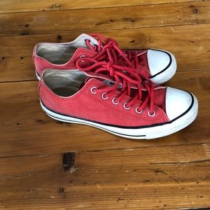 Red Converse sneakers classic lace up